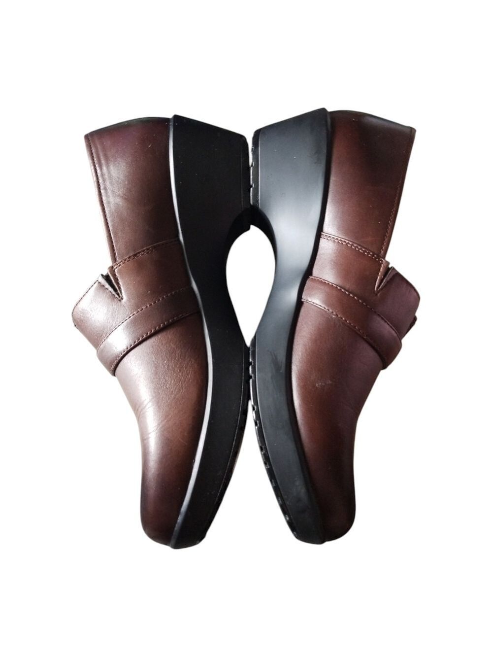 Dansko Brown Leather Mules with Decorative Strap and Black Sole - Picture 4 of 8